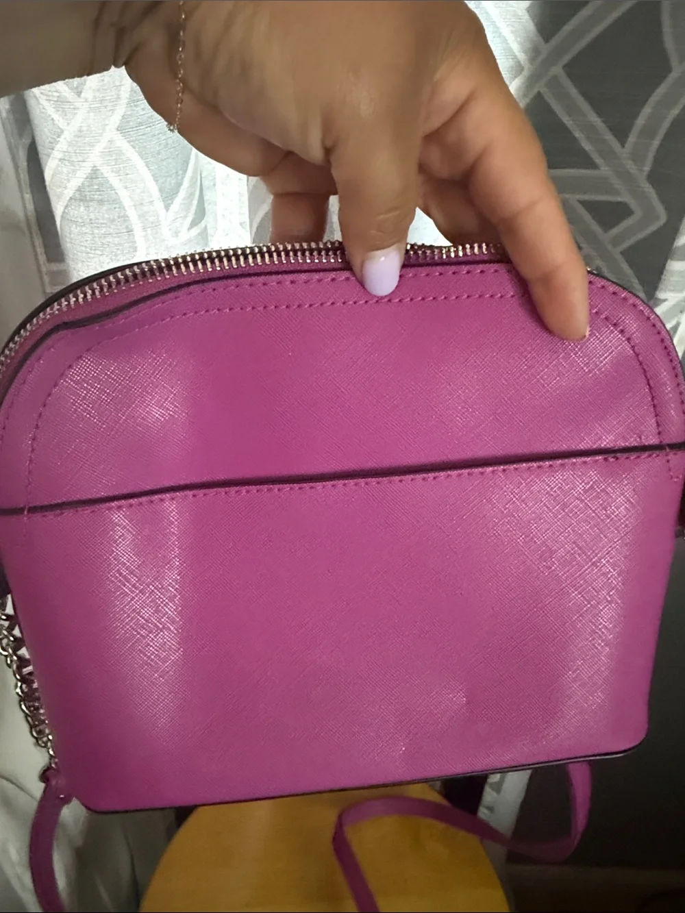 Michael Kors Magenta Saffiano Crossbody with Silver Hardware